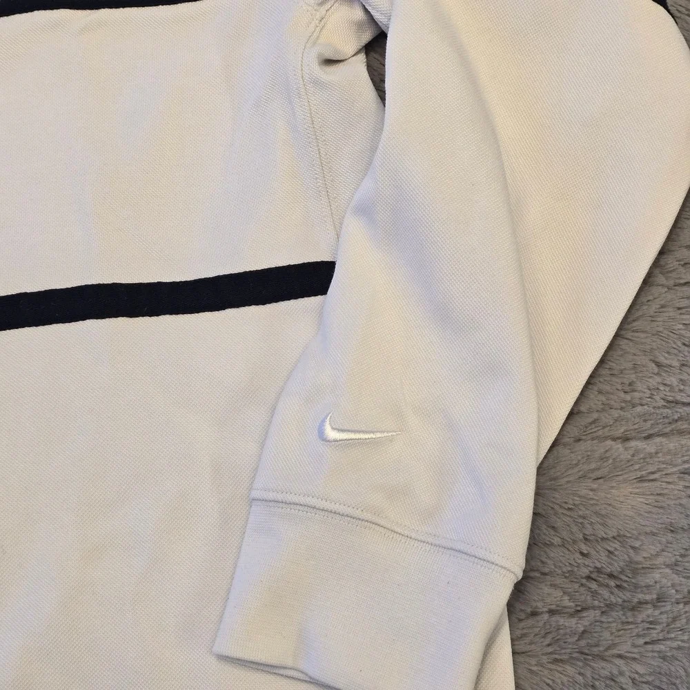 Nike Court Dri-FIT Long Sleeve Tennis Shirt Mens Large White Navy Stripe Henley
